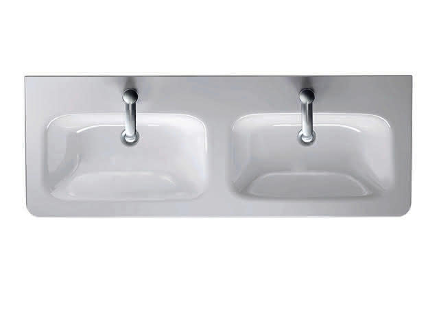 DU Doppel-WT,Möbel-DWT DuraStyle 1300mm m.ÜL, m.HLB, 1 HL je Becken, weiß