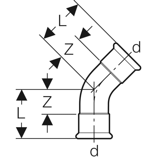 Geberit Mapress Kupfer Bogen 45Gr (Gas) d22