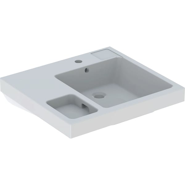 Geberit Bambini Waschbecken m. Schwammbecken 60x55cm, m.Hl.re, m. Ül., weiß