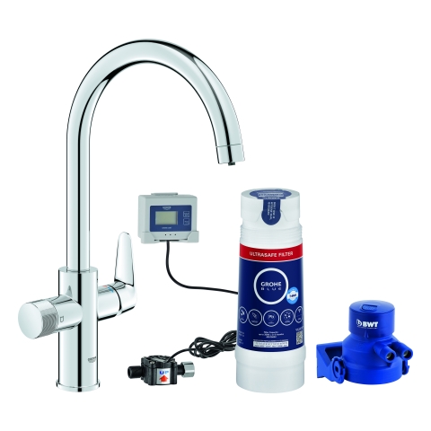 GROHE Starter Kit GROHE Blue Pure BauCurve 30582 C-Auslauf US-Filter chrom