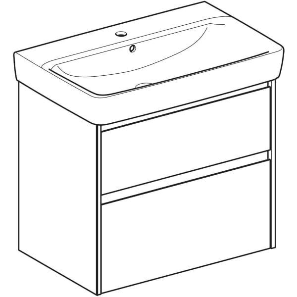 Geberit Renova Plan Set WT mit US, 2 Schubl. 75x69,7x44,6cm, lava/l. seidenmatt
