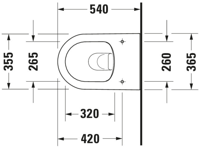 DU Wand-WC Darling New 540 mm Tiefspüler, rimless, Durafix, weiß