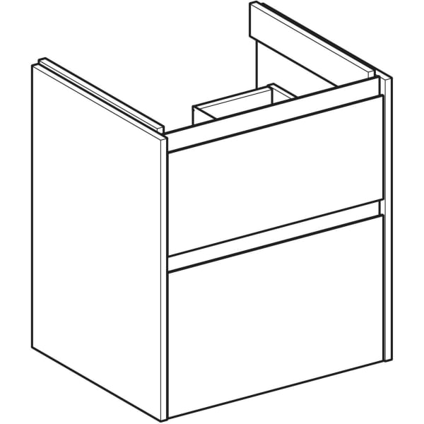 Geberit Renova Plan US f. WT, m. 2 Schubladen 54,6x60,6x44,6cm, weiß/l. seidenglanz