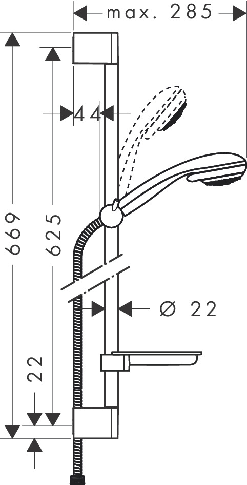 Hansgrohe Brauseset Crometta 85 Vario mit Unica Crometta Typ 65 u.Cassetta'S chrom
