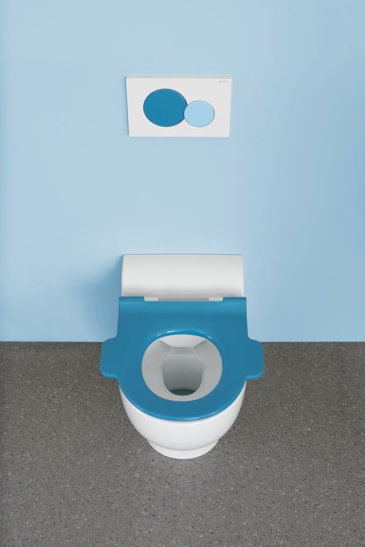 Geberit Sigma01 BetPl., rund, 2-Mengen-Sp. weiß glzd /ozeanblau glzd /hellblau glzd