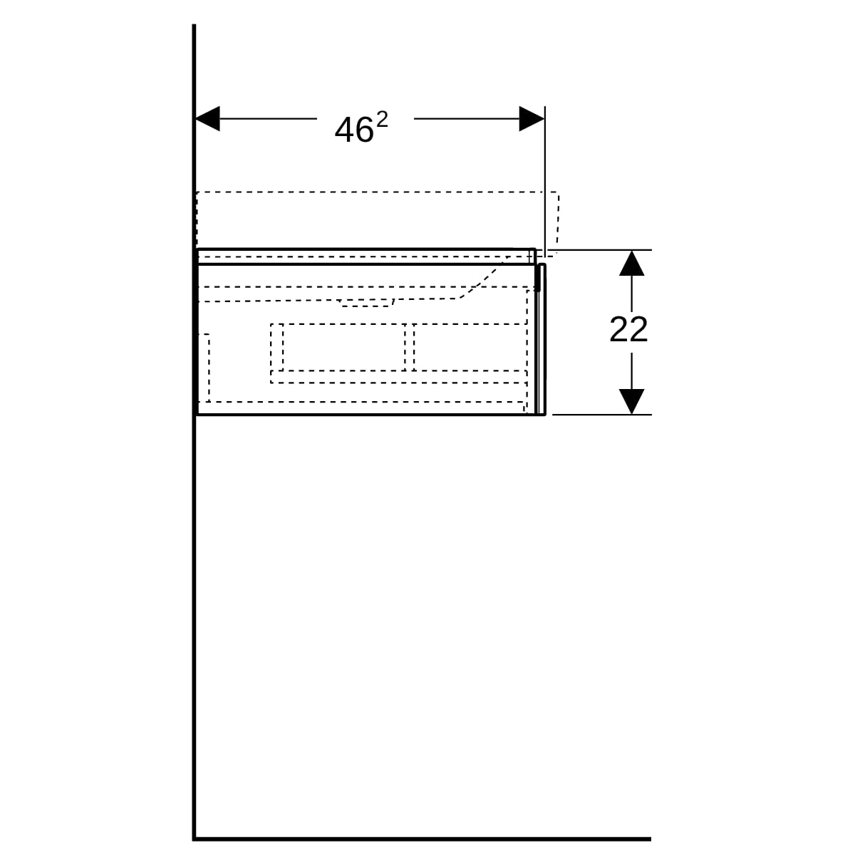 Geberit Xeno2 Unterschrank f. WT m. Ablg. li m .1 Schubl., 88x22x46,2cm, weiß