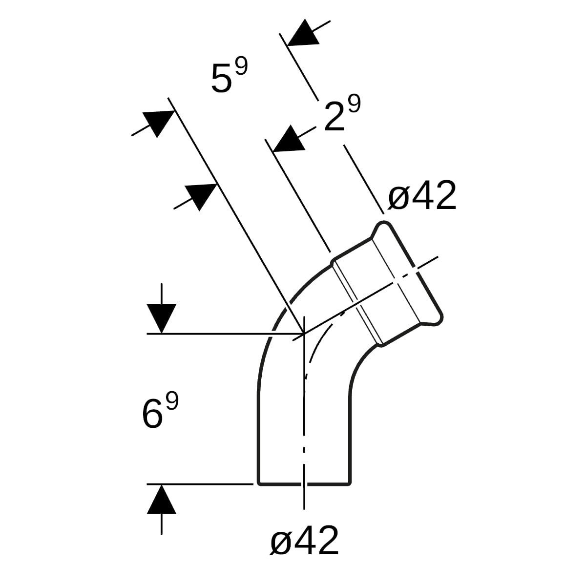 Geberit Mapress Edelstahl Bogen 60Gr d42 mit Einschubende