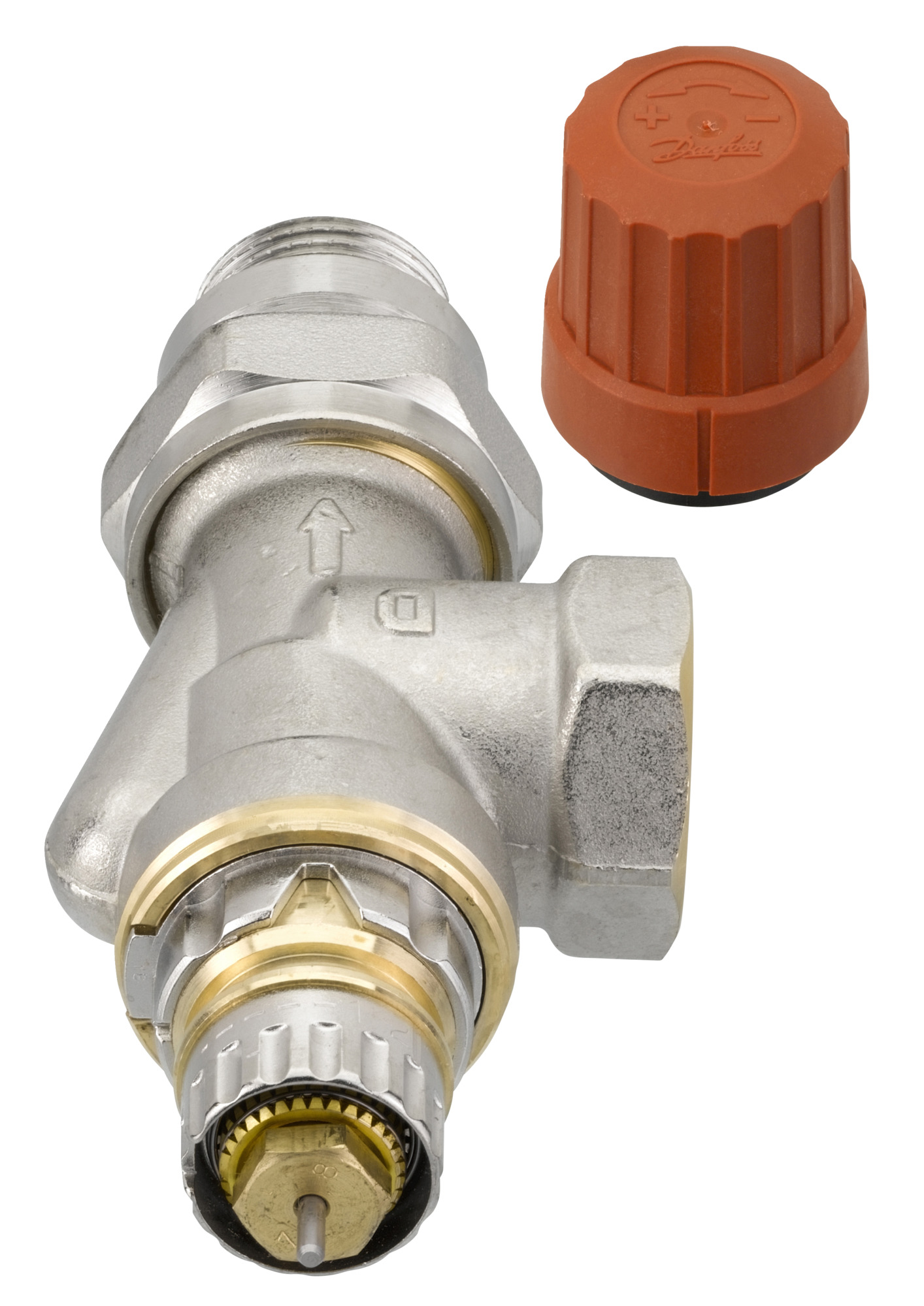 Danfoss Ventilgehäuse RA-N 15 R 1/2, UK, vernickelt, selbstd. Nippel