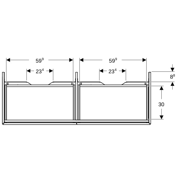 Geberit ONE Unterschrank für WT/-Platte 2 Schubl., 133,2x26,6x47cm, greige matt