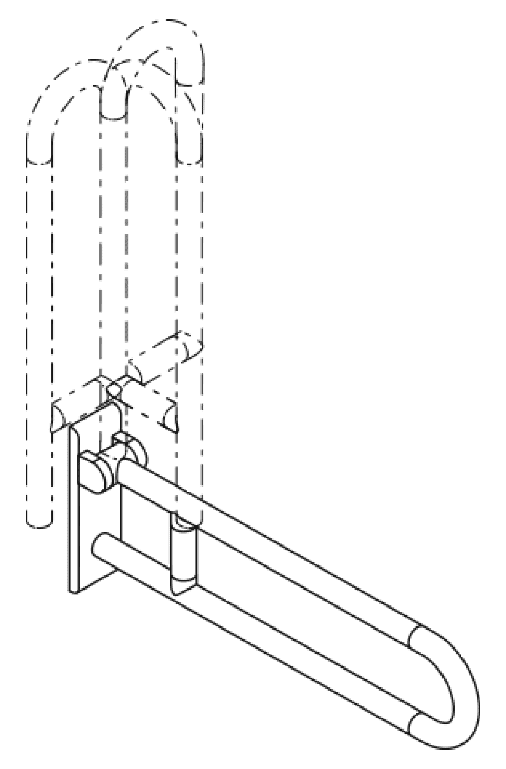HEWI Stützklappgriff drehb. Ser 801, L:700mm, Stahlkern sand