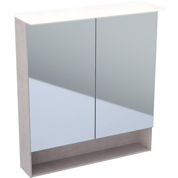 Geberit Acanto Spiegelschrank mit Beleuchtung zwei Türen, 75x83x21,5cm, Eiche Mystik Geberit Acanto Spiegelschrank mit Beleuchtung zwei Türen, 75x83x21,5cm, Eiche Mystik