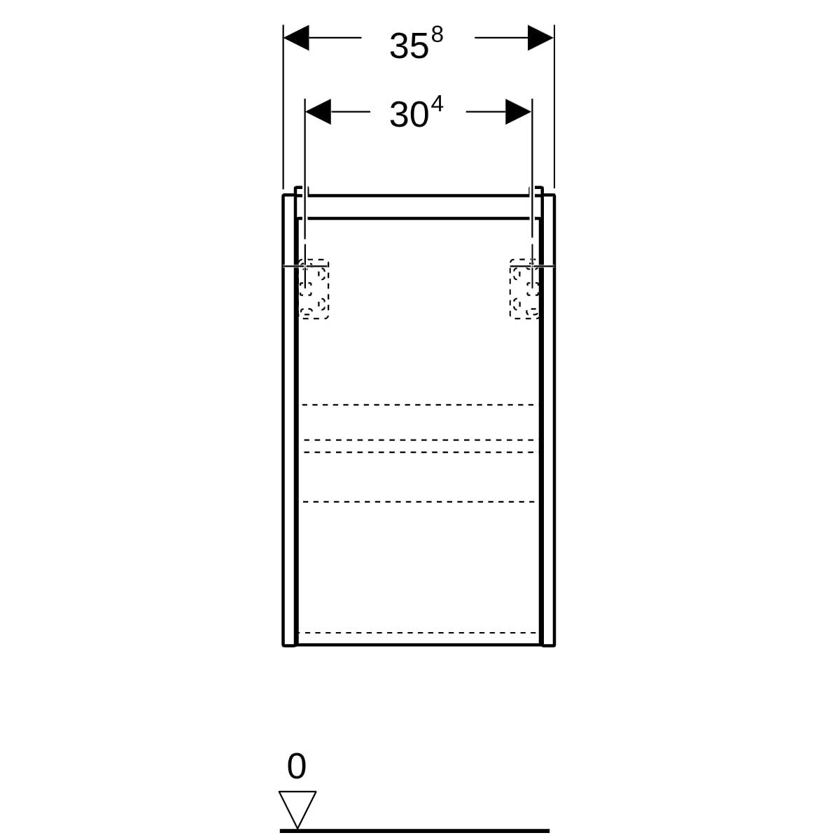Geberit Renova Compact US für HWB, mit 1 Tür 35,8x60,5x22,5cm, Nussbaum hickory
