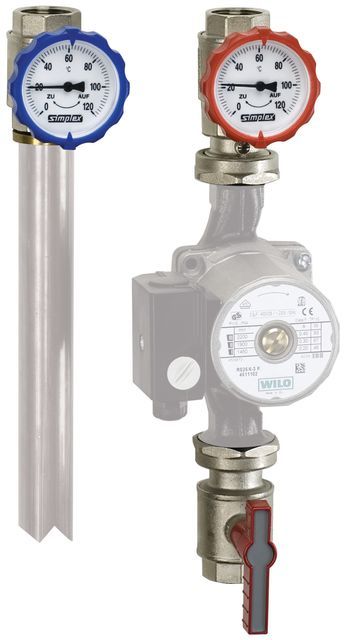 Flamco Pumpen-Arm.gruppe 3tlg. Thermom.gr. DN25 G1i PN16 MS vern.