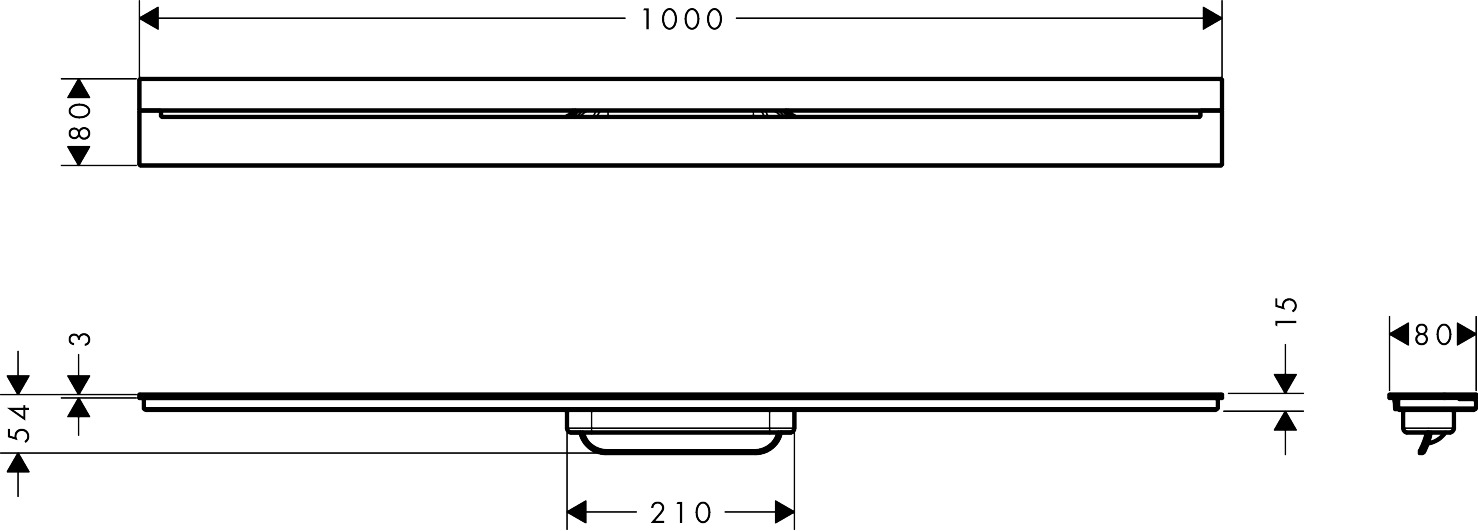 Hansgrohe Fertigset Duschrinne AXOR Drain 1000mm zur Wandmontage PBC