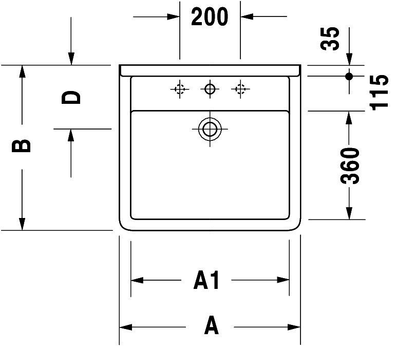 DU Waschtisch Starck 3 Vital 700 mm mit ÜL, mit HLB, 1 HL, weiß