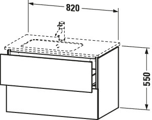 DU WTU L-Cube 550x820x481mm,wandhängend 2 SchKa, Becken li, Weiß Matt