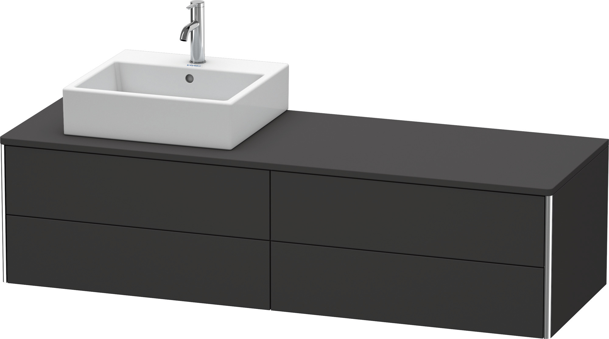 Duravit WTU XSquare, 4 SK, wandh, Becken li 400x1600x548mm, Graphit Supermatt,