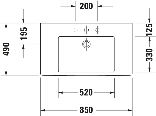 DU Möbelwaschtisch Vero 850 mm mit ÜL, mit HLB, 1 HL, weiß WonderGliss