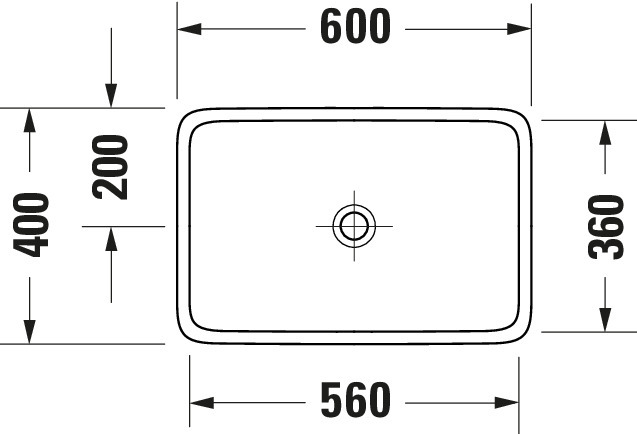 Duravit Qatego Aufsatzbecken 600mm, geschl. ohne HLB, ohne HL, ohne ÜL, Weiß HG, HYG
