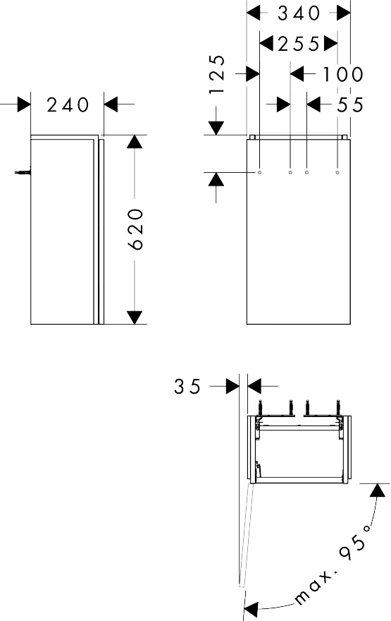 Hansgrohe Waschtischunterschrank Xilesa E  340x240mm f.HWB,Türanschlag links ECHK Hansgrohe Waschtischunterschrank Xilesa E  340x240mm f.HWB,Türanschlag links ECHK