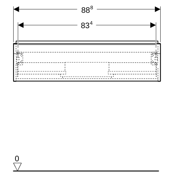 Geberit iCon Unterschrank für WT, 1 Schubl. 88,8x24,7x47,6cm, weiß hgl./Gr.weiß matt