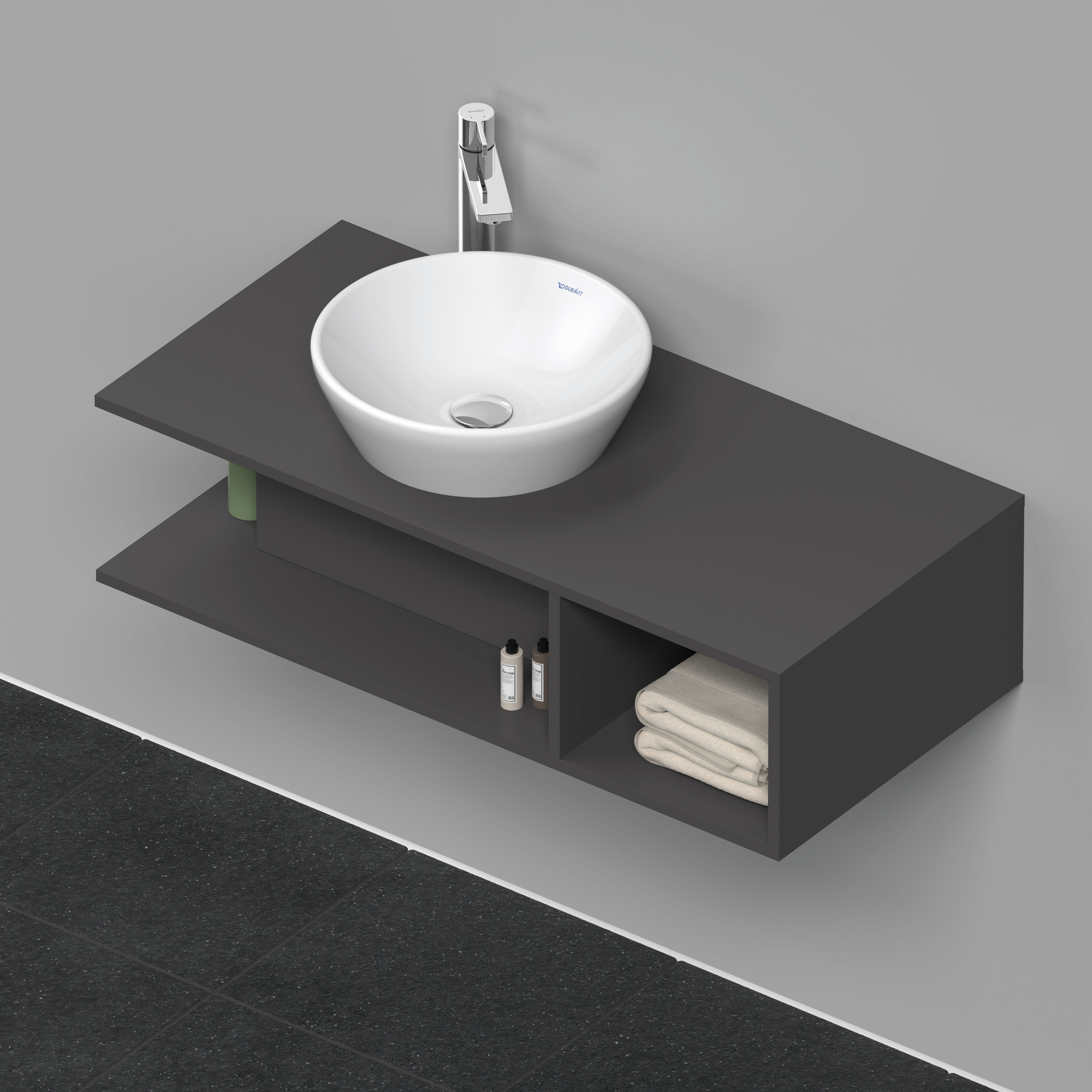 Duravit D-Neo WTU wandh.,1 offenes Fach r., 260x1000x480mm, Graphit Matt