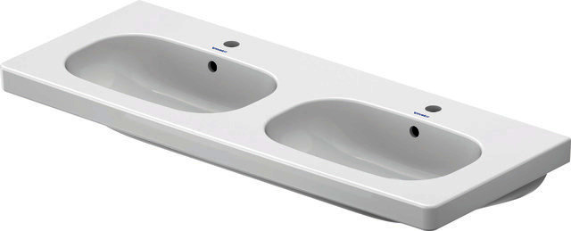 DU Möbel-Doppelwaschtisch D-Code 1200 mm mit ÜL, mit HLB, 1 HL pro Becken, weiß