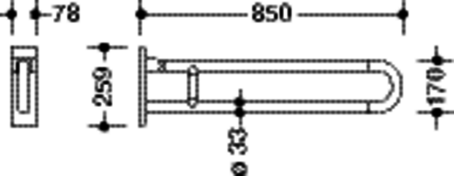 HEWI Stützklappgriff Ser 801, L:850mm, antimikrobiell signalweiß