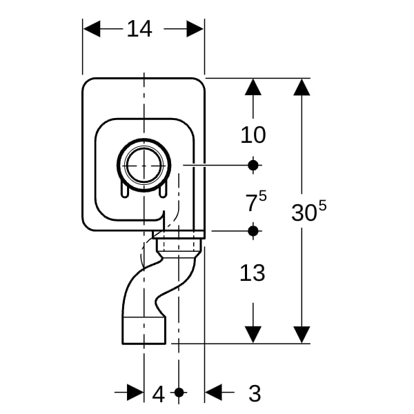 Geberit UP-Geruchsverschluss für Urinal Abgang vertikal PE schwarz d50