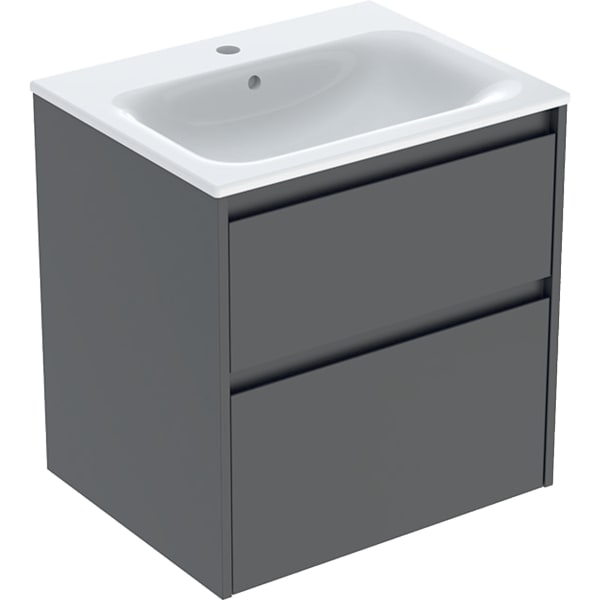 Geberit Renova Plan Set MWT mit US, 2 Schubl. 60x62,1x48cm, lava/l. seidenmatt