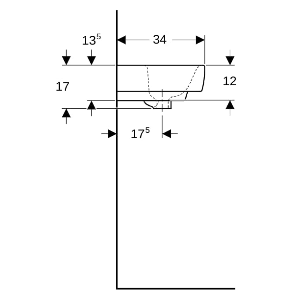 Geberit Renova Plan Handwaschbecken, 45x34cm m. Hl. mittig, m. Ül., weiß