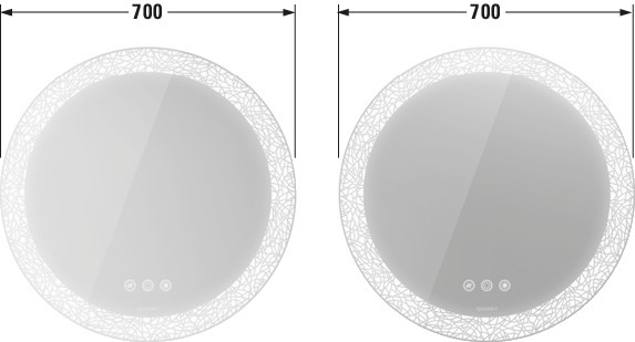 Duravit Icon Spiegelset(2St.)HappyD2+,m.Bel. 700x700x47mm,Dekor Lichtfeld g.