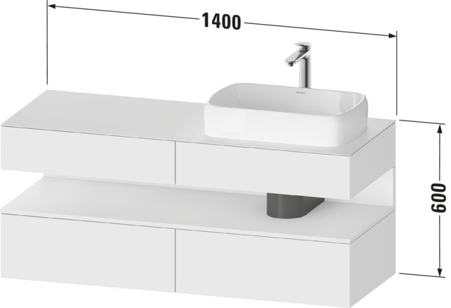 Duravit QA Kons-WTU,Wdh,1400x550x600mm,WPl:RE Ni-Bel,Taupe Matt,Ni:Weiß Supermatt,Dek