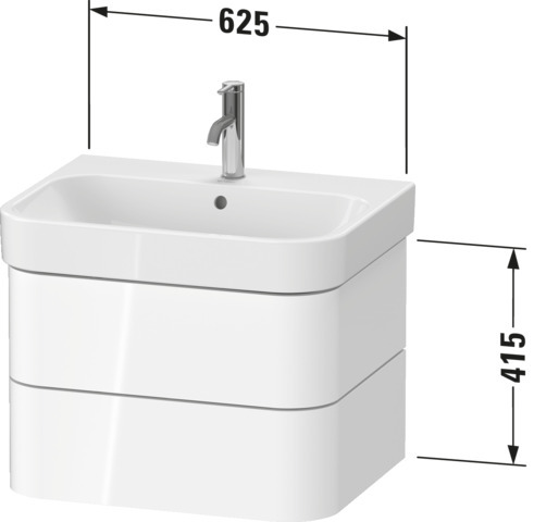 DU WTU wh. Happy D.2 Plus 625x415x490mm 2SK, Weiß Hochglanz, ohne ES
