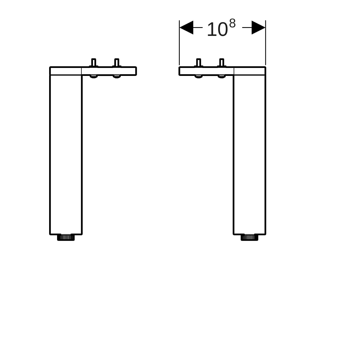 Geberit Set Füße schmal (2 St.), H:22,5cm lava / pulverbeschichtet matt
