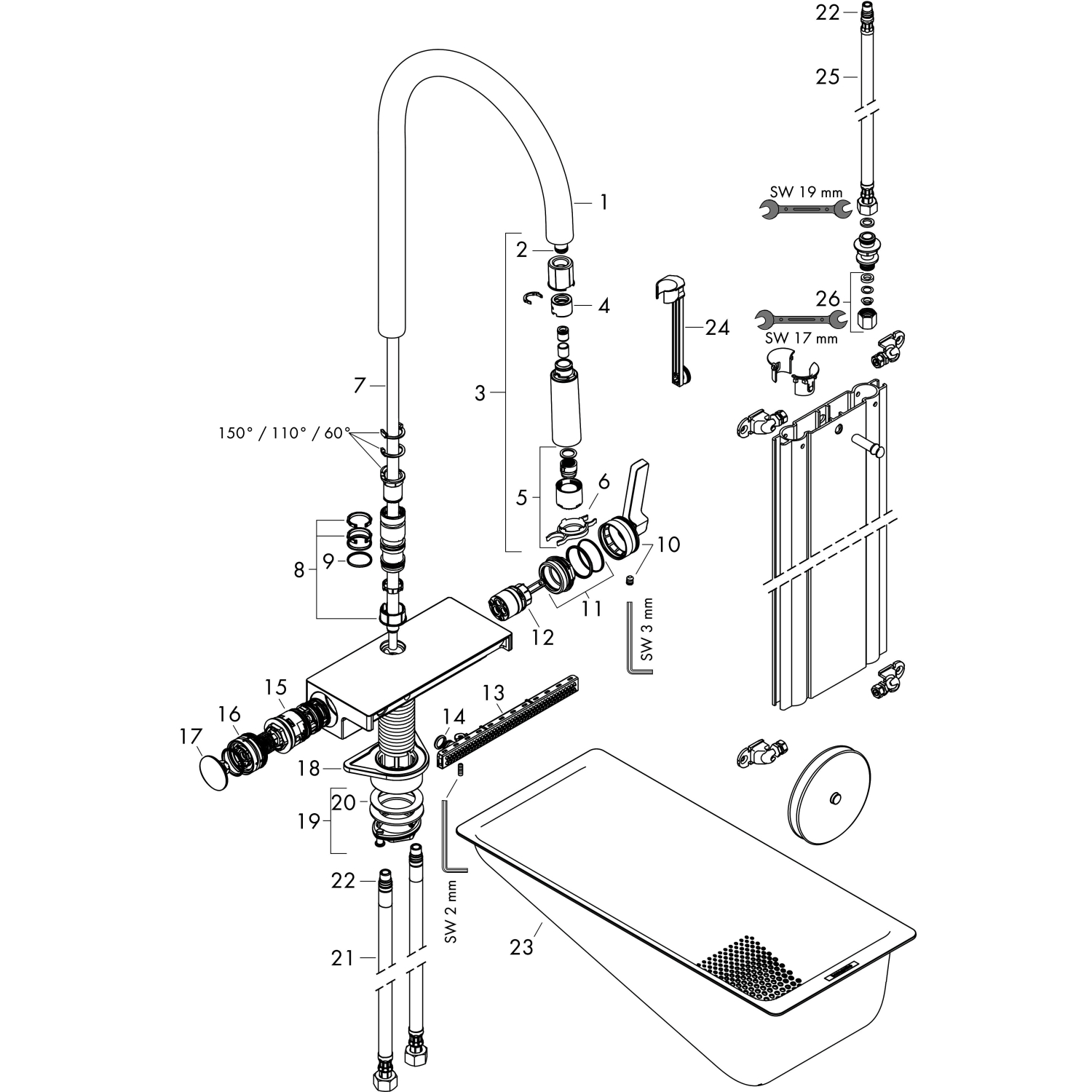 Hansgrohe Spültischmischer 170 Aquno Select M81 Ausziehbrause 3jet sBox edelstahl-optik