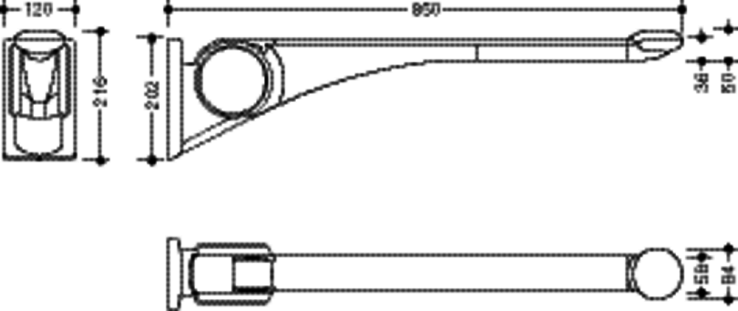 HEWI Stützklappgriff Premium,850 mm weiß hochgl.- weiß matt