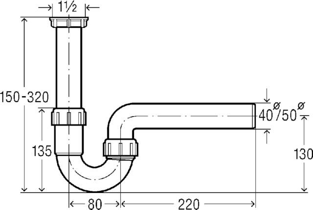 Viega Röhrengeruchverschluss 7985 in G1 1/2 x 50mm Kunststoff weiss