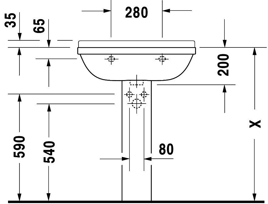 DU Waschtisch Starck 3 650 mm mit ÜL, mit HLB, 1 HL, weiß WonderGliss
