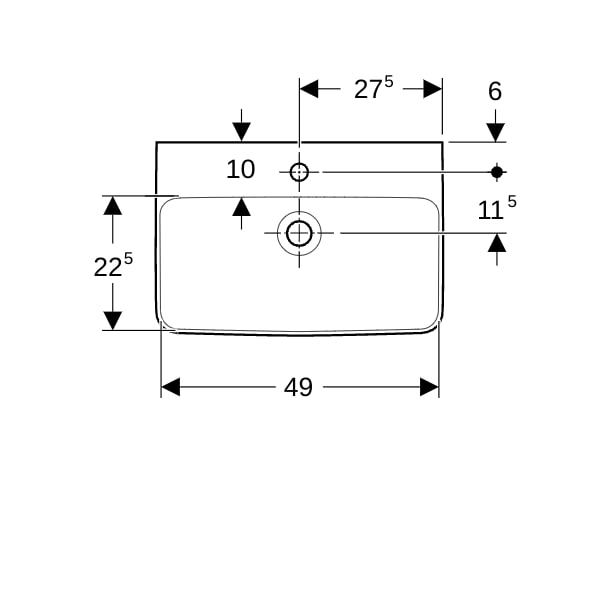 Geberit Renova Compact Waschtisch, 55x37cm m. Hl., o. Ül., weiß