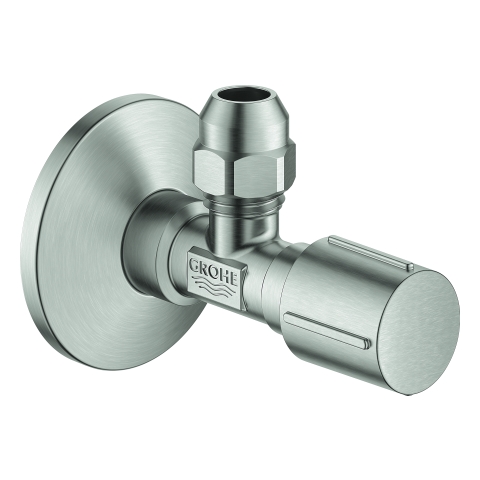 GROHE Eckventil 22037 1/2x3/8'' Rosette Metallgriff supersteel GROHE Eckventil 22037 1/2x3/8'' Rosette Metallgriff supersteel