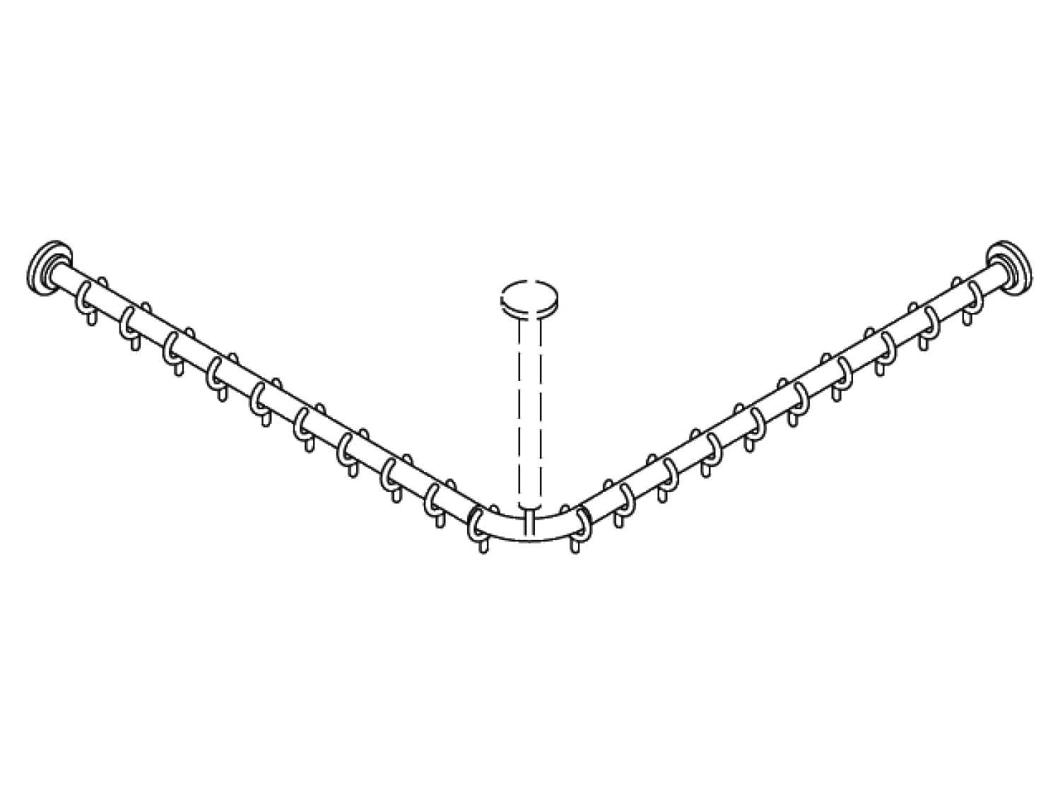 HEWI VH-Stange Ser 801, AM:983x983mm, 20 Ringe, suizidhemmend signalweiß