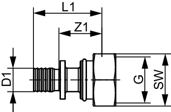 TECEflex Eurokonusverschraubung 3/4" Dim. 20 mit Flex Pressanschl. vernickelt
