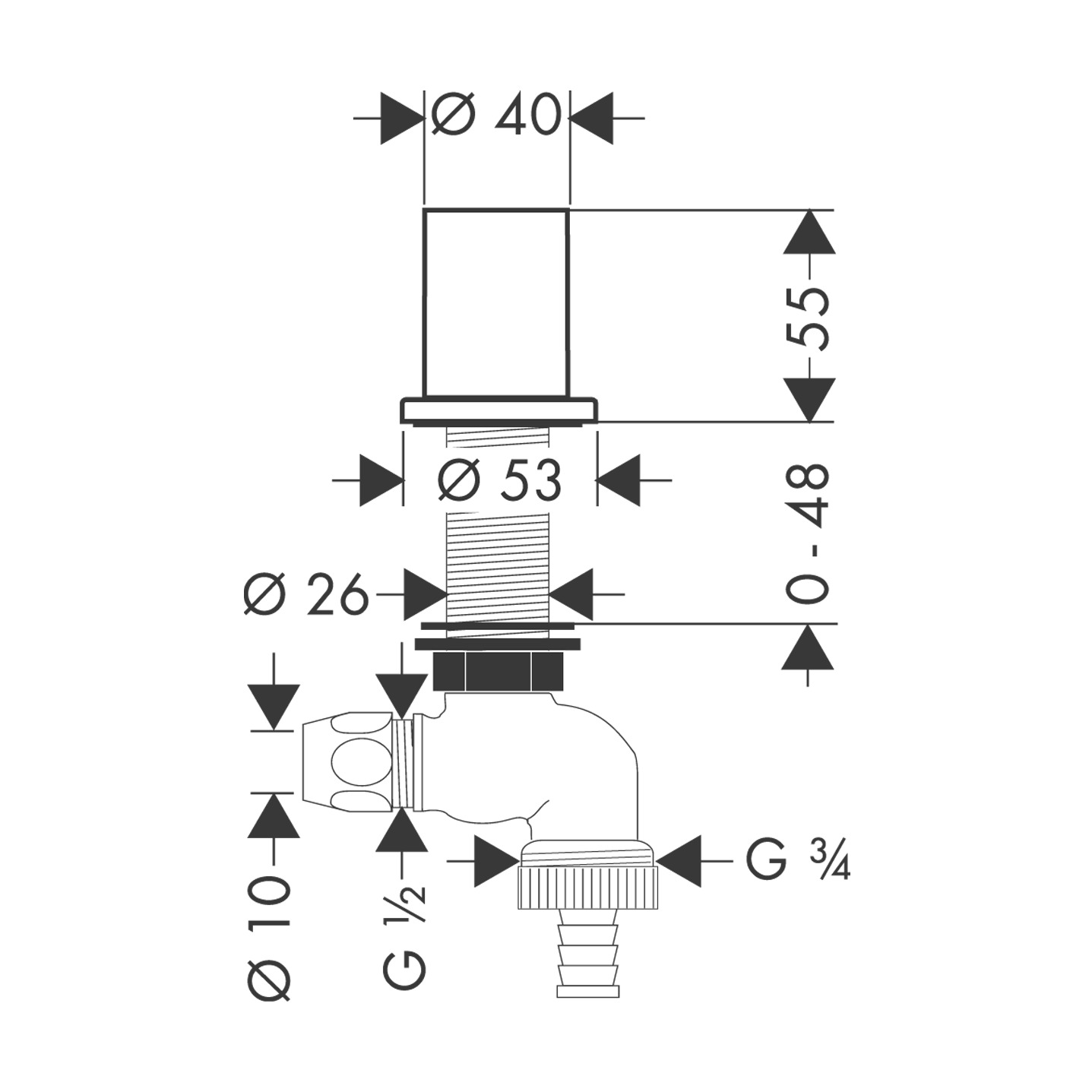 Hansgrohe Absperrventil Küche Axor DN15 chrom 