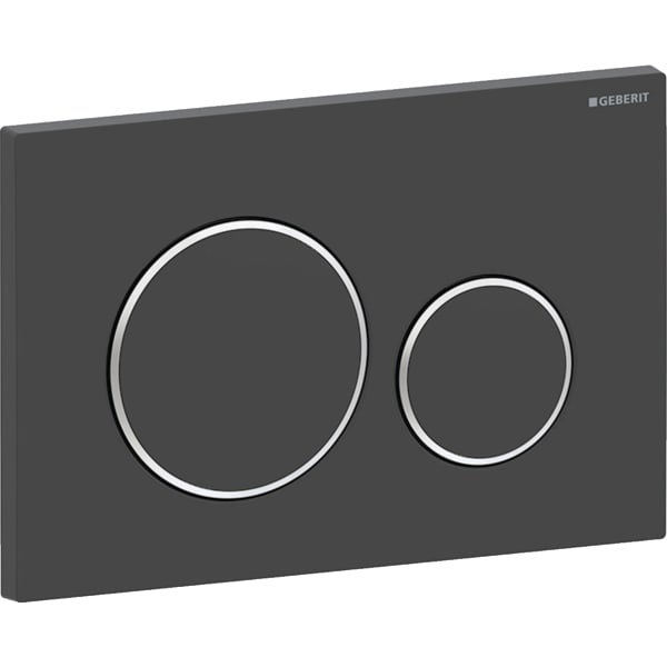 Geberit Sigma20 BetPl., rund, 2-Mengen-Sp. schwarz matt, Etc/ chrom glänzend