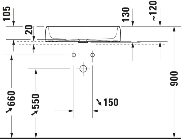 DU Qatego Aufsatzbecken 600mm, geschl. ohne HLB, ohne Überlauf, Weiß HG