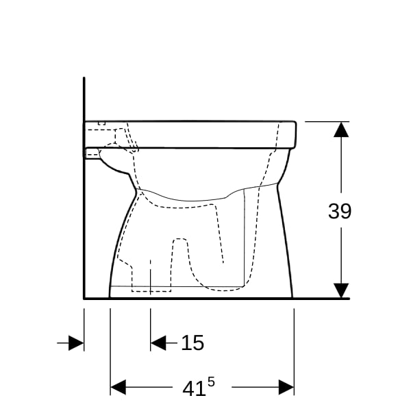 Geberit Renova Stand-WC Flachspüler Abg. vertikal, Rimfree, weiß, KeraTect