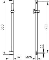 KEUCO Brausestange Plan 54985, mit Brauseschieber, verchromt, 800 mm