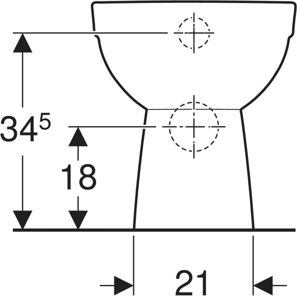 Geberit Renova Stand-WC Tiefspüler, Abg.horiz teilgeschl.Form, T:49cm, weiß, KeraTect