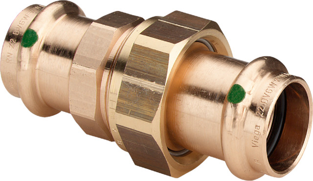 Viega Verschraubung mit SC Sanpress 2260 flachdichtend in 28mm Siliziumbronze